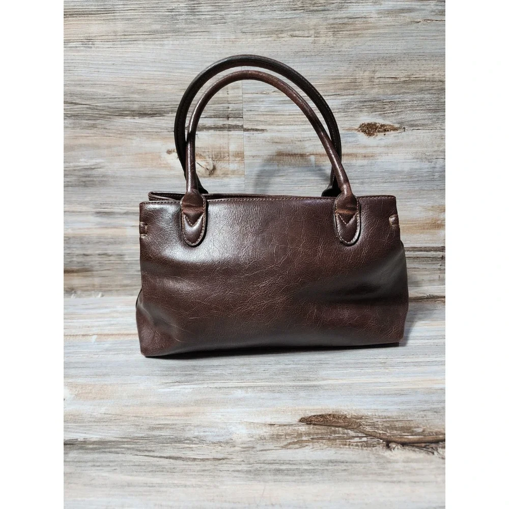 Duck Head Vintage Brown Leather Purse Buckle Detail Multi Compartment Handbag